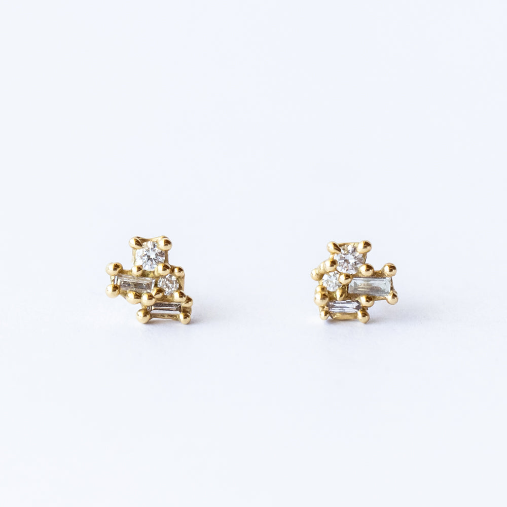 Ruth Tomlinson | Mixed Diamond Luminous Cluster Stud Earrings