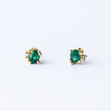Emerald and Diamond Encrusted Stud Earrings