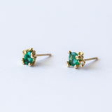 Emerald and Diamond Encrusted Stud Earrings