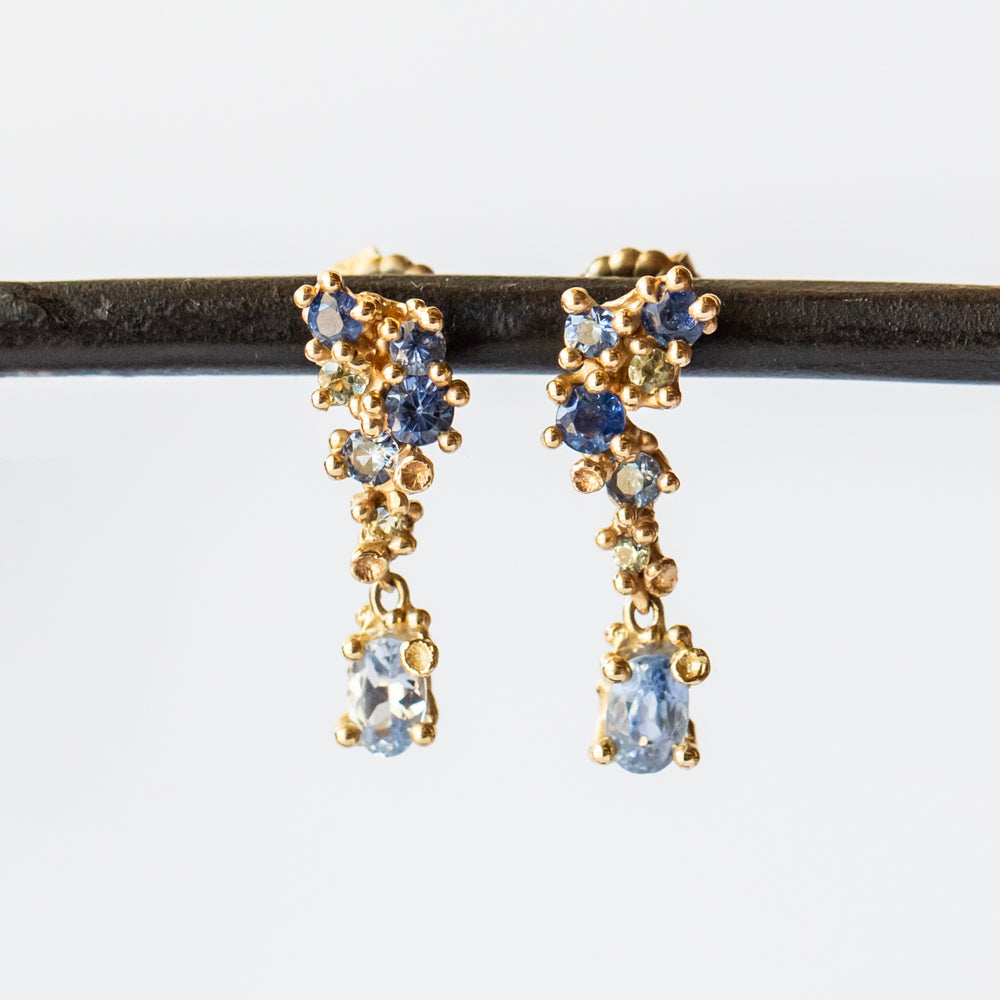 Asymmetric Sapphire Encrusted Drop Earrings