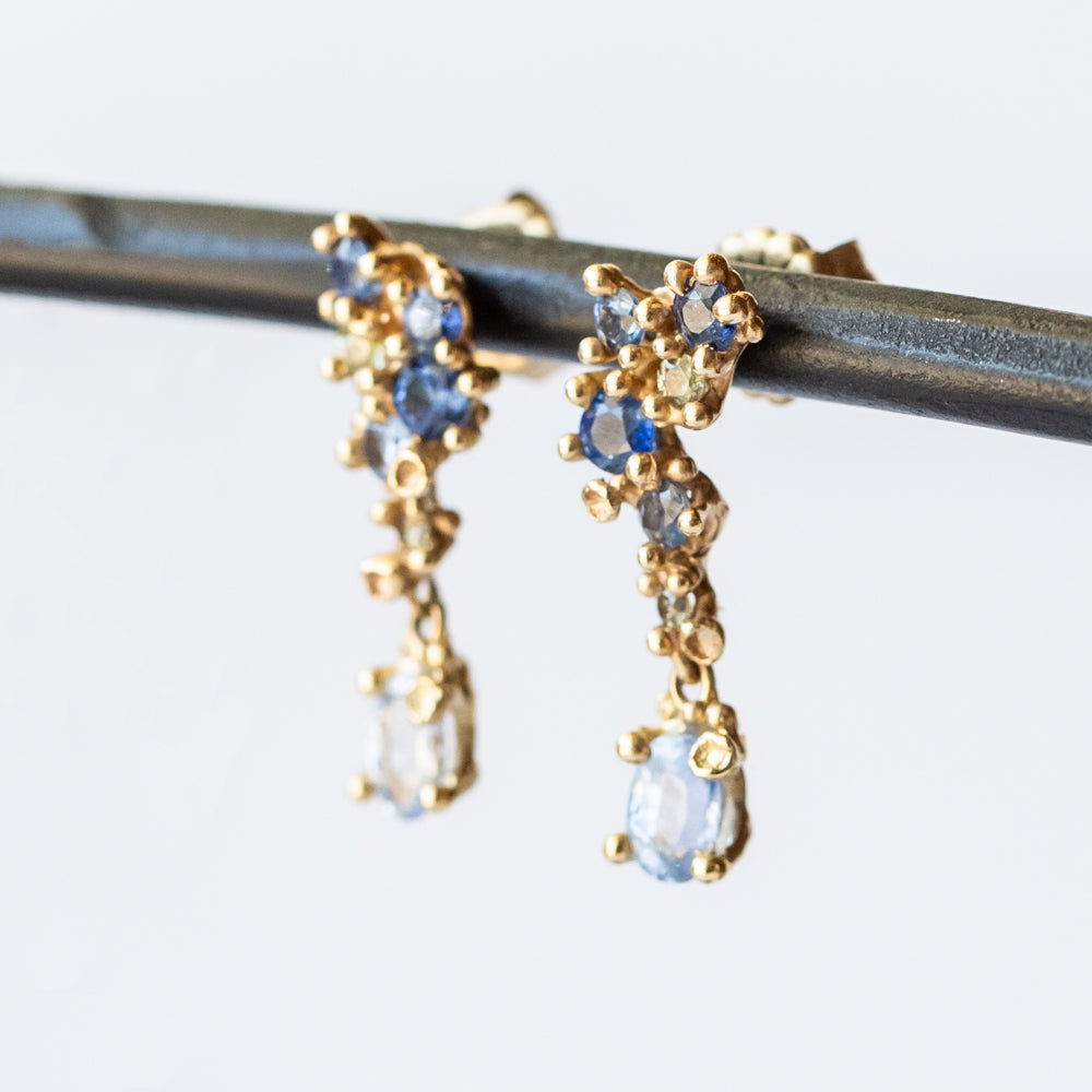Asymmetric Sapphire Encrusted Drop Earrings