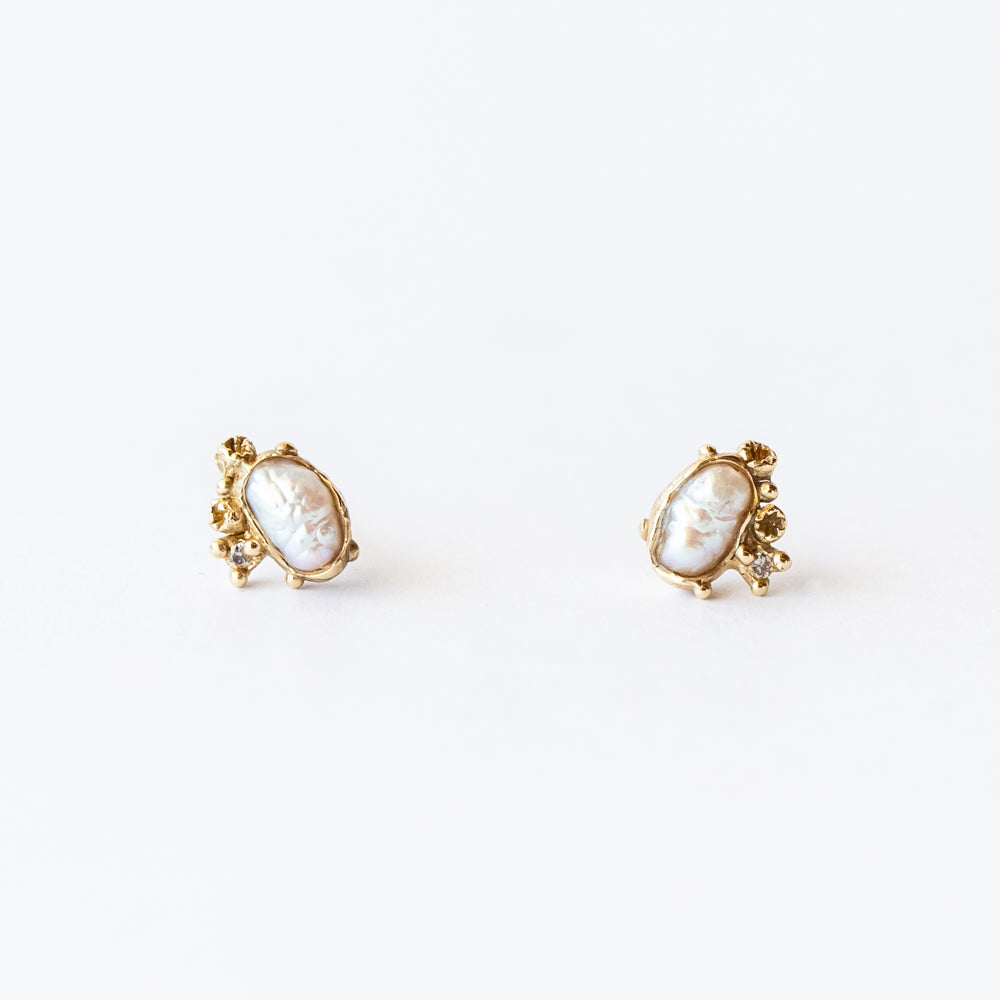 Ruth Tomlinson | Pearl Encrusted Stud Earrings with Barnacles
