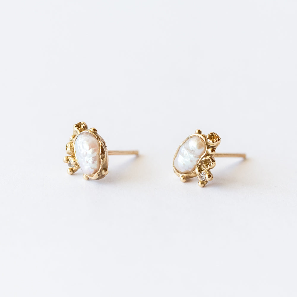 Ruth Tomlinson | Pearl Encrusted Stud Earrings with Barnacles