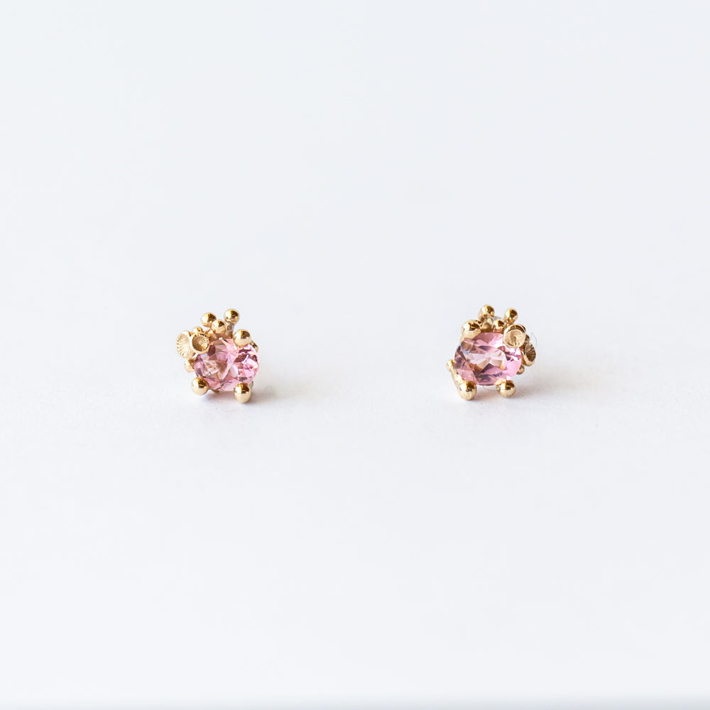 Ruth Tomlinson | Pink Tourmaline and Diamond Encrusted Stud Earrings