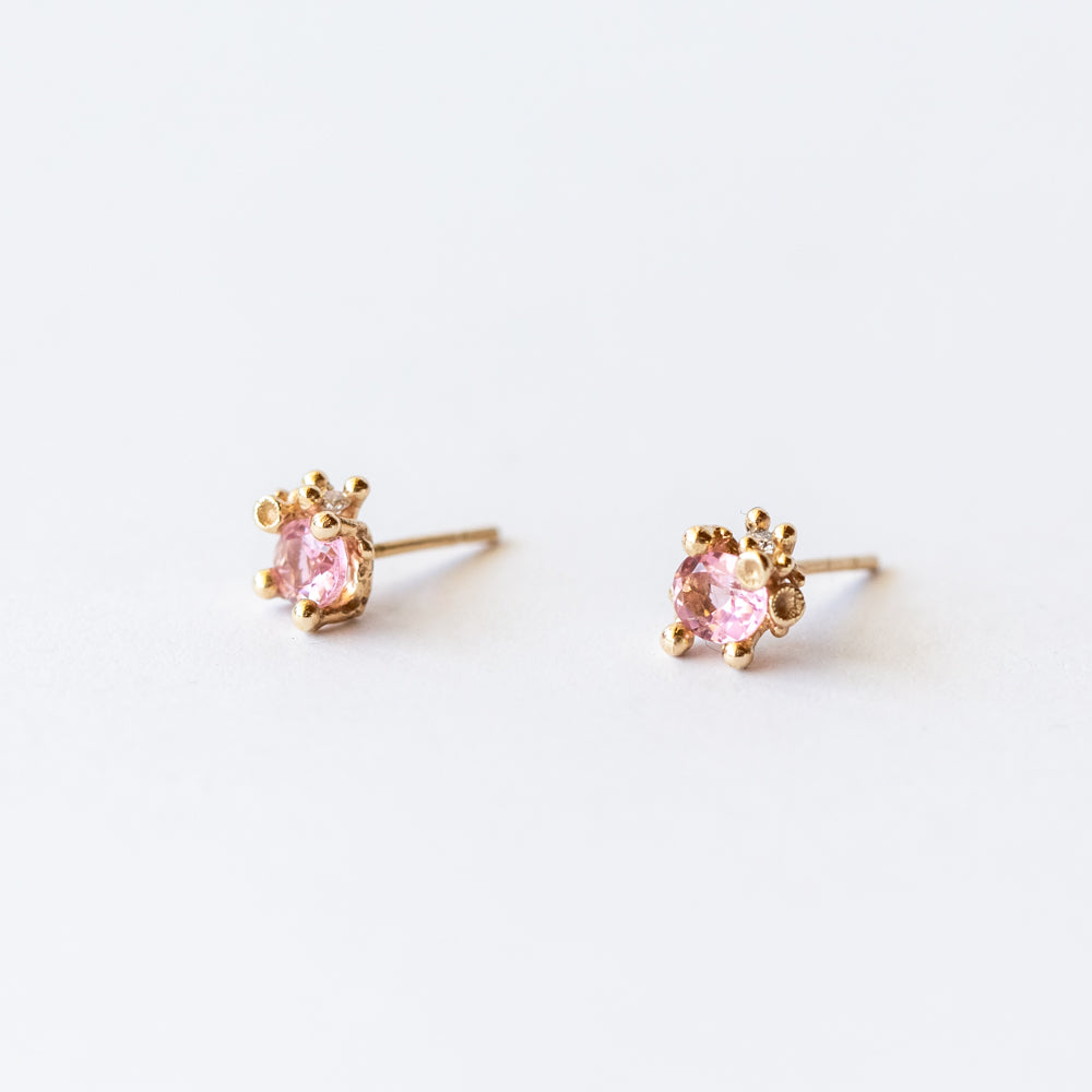 Ruth Tomlinson | Pink Tourmaline and Diamond Encrusted Stud Earrings