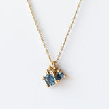 Sapphire Cluster Pendant Necklace with Diamond