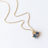 Sapphire Cluster Pendant Necklace with Diamond