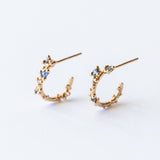 Ruth Tomlinson | Small Sapphire and Diamond Encrusted Gold Hoop Earrings