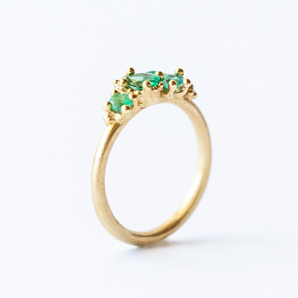 Mixed Cut Emerald Cluster Ring
