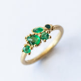 Mixed Cut Emerald Cluster Ring