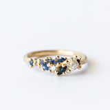 Diamond and Sapphire Tapering Cluster Ring