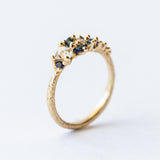 Diamond and Sapphire Tapering Cluster Ring