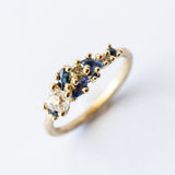 Diamond and Sapphire Tapering Cluster Ring