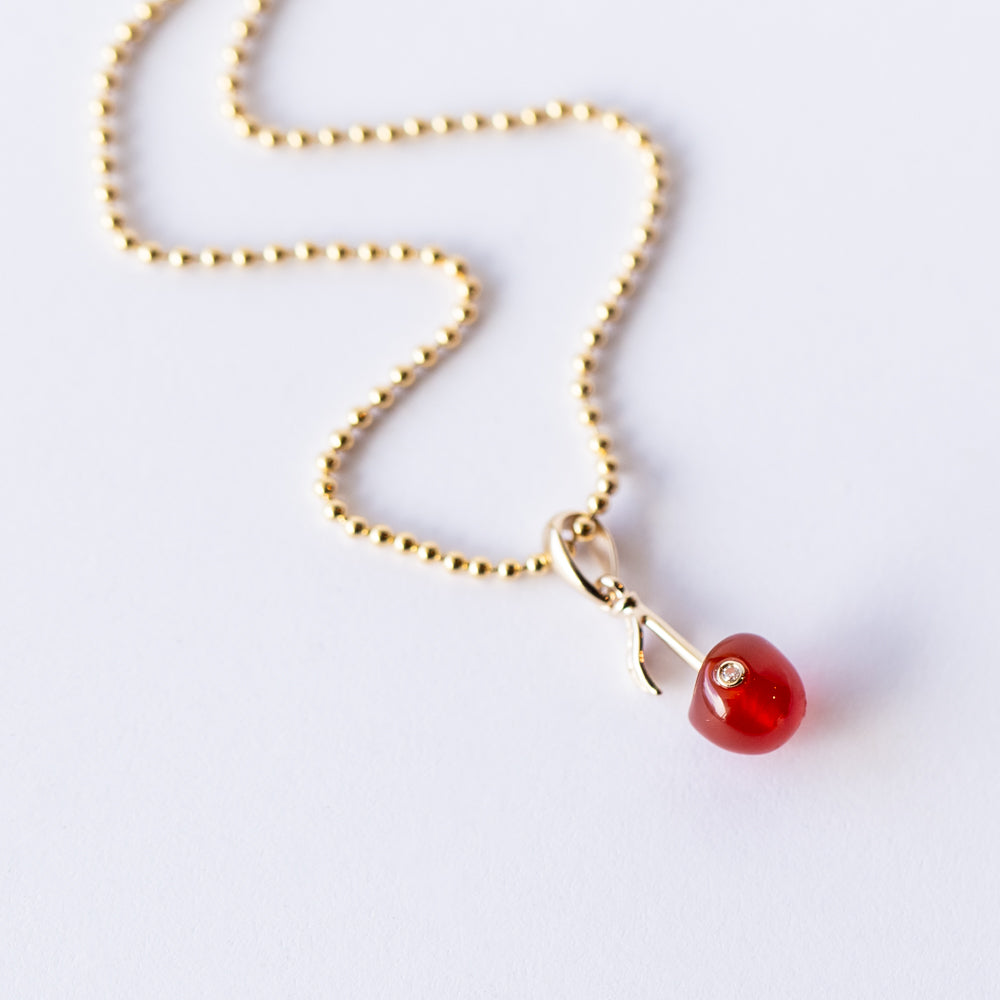 Cherry Baby Agate and Diamond Charm