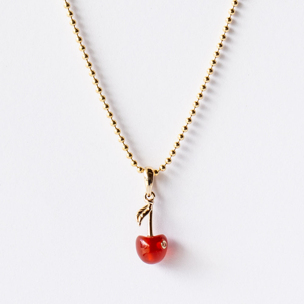 Cherry Baby Agate and Diamond Charm