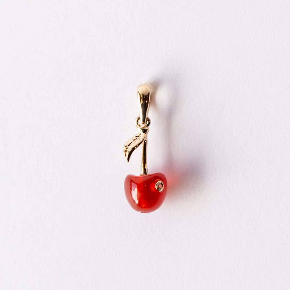Cherry Baby Agate and Diamond Charm