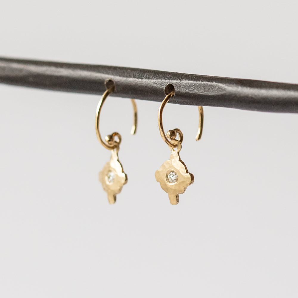 Victoria Cunningham | Hammered Diamond Drop Earrings