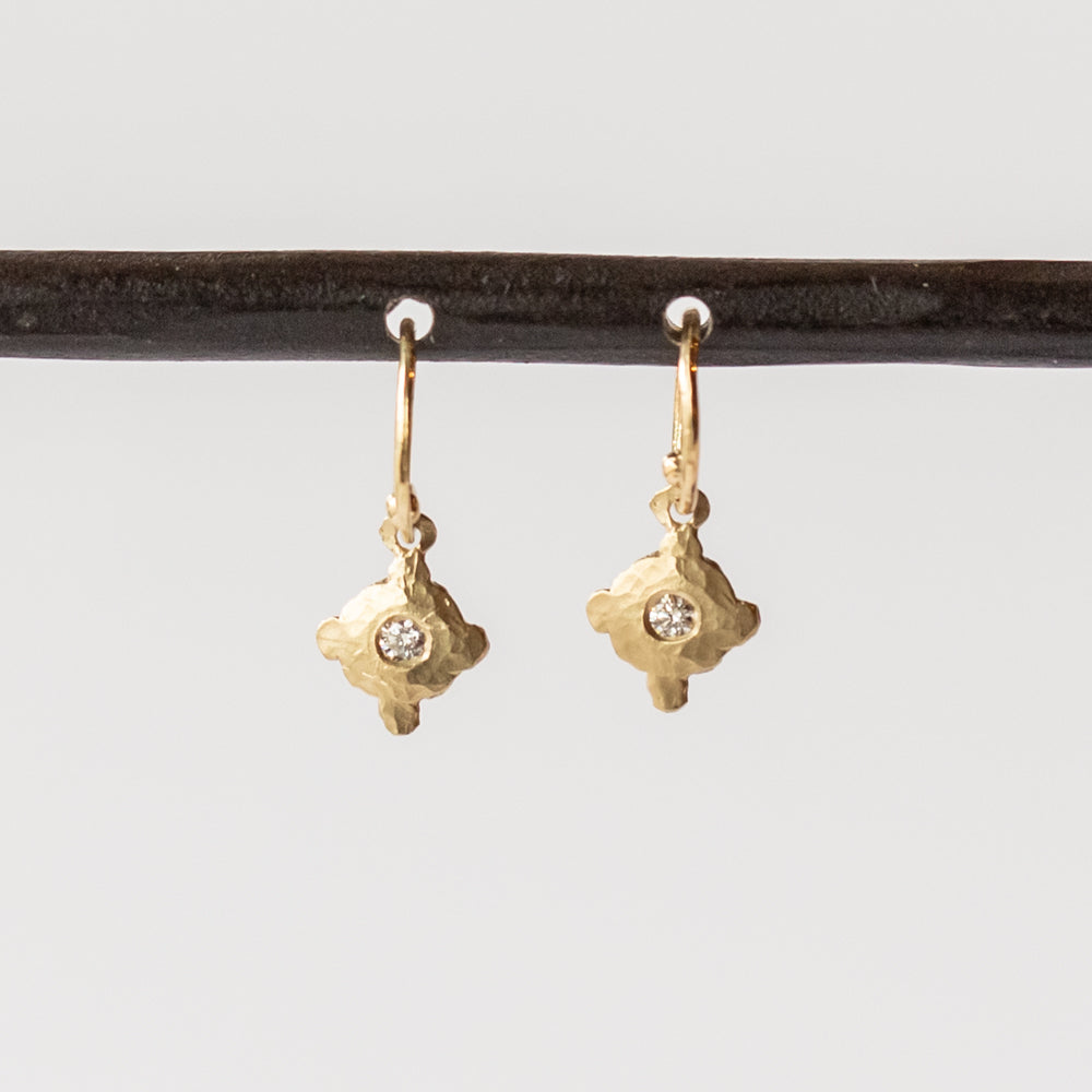 Victoria Cunningham | Hammered Diamond Drop Earrings