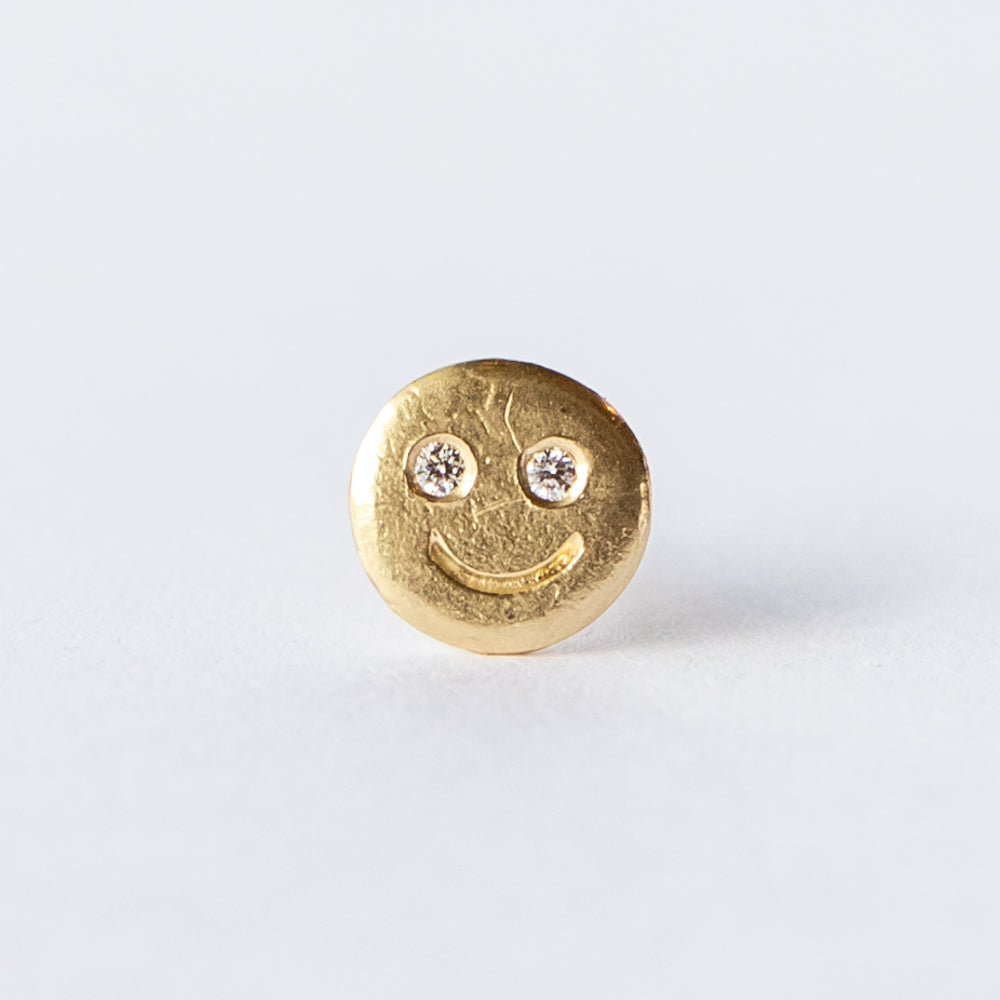 Victoria Cunningham | Smiley Face Stud Earring with Diamond (Single)