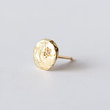 Victoria Cunningham | Stamped Moon and Star Stud Earring with Diamond (Single)