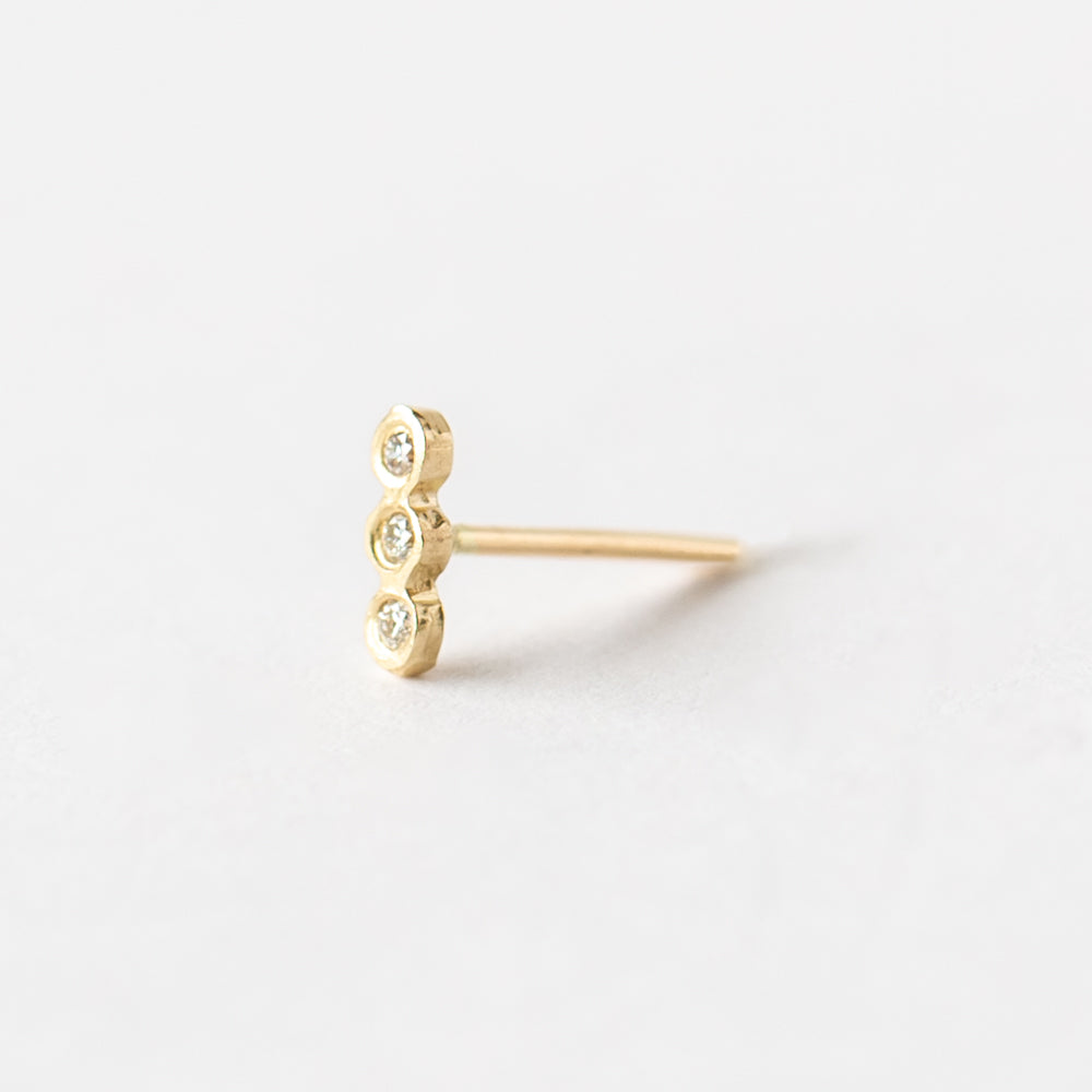 Victoria Cunningham | Three Diamond Stud Earring (Single)