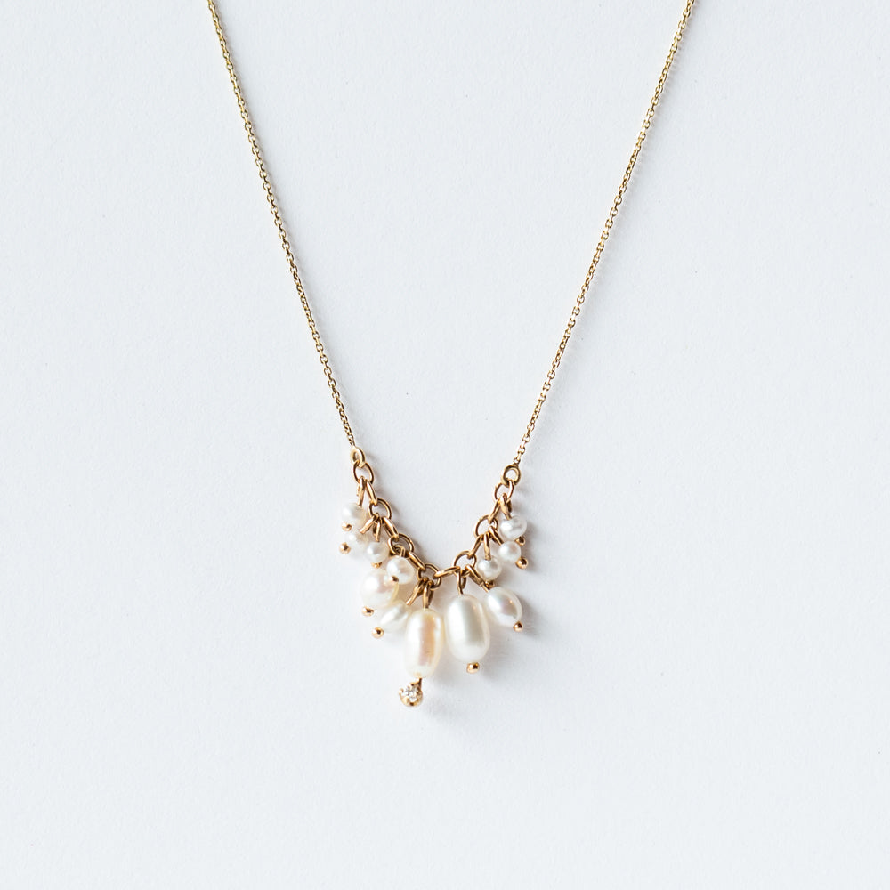 Wwake | Shadow Diamond and Pearl Necklace