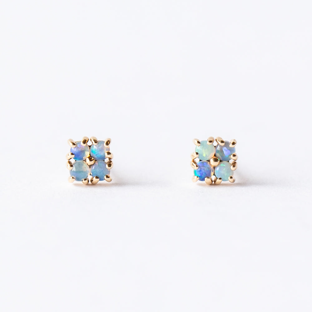 Wwake | Small Opal Lattice Stud Earrings