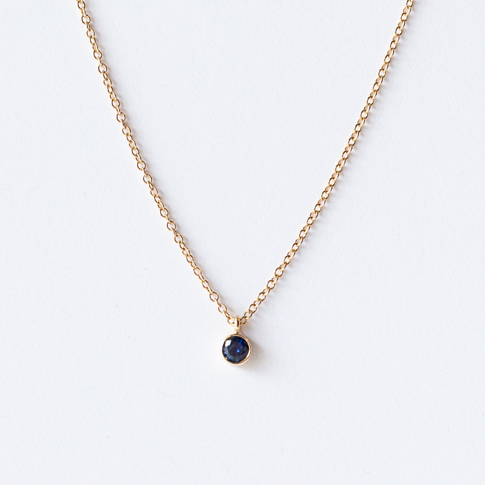 Zoe Chicco | Bezel Set Round Blue Sapphire Necklace