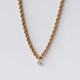 Zoe Chicco | Medium Rope Chain Necklace with a Dangling Diamond