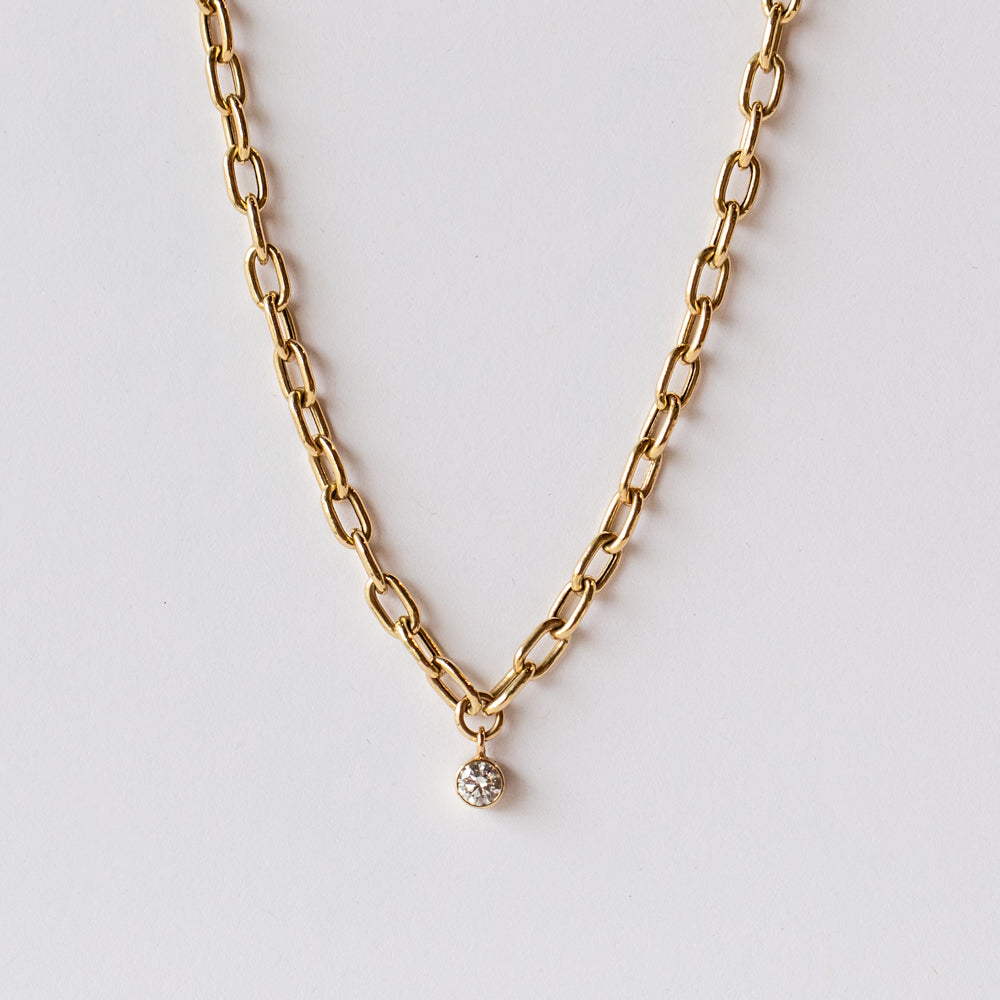 Zoe Chicco | Chunky Paperclip Chain Necklace with Diamond Pendant