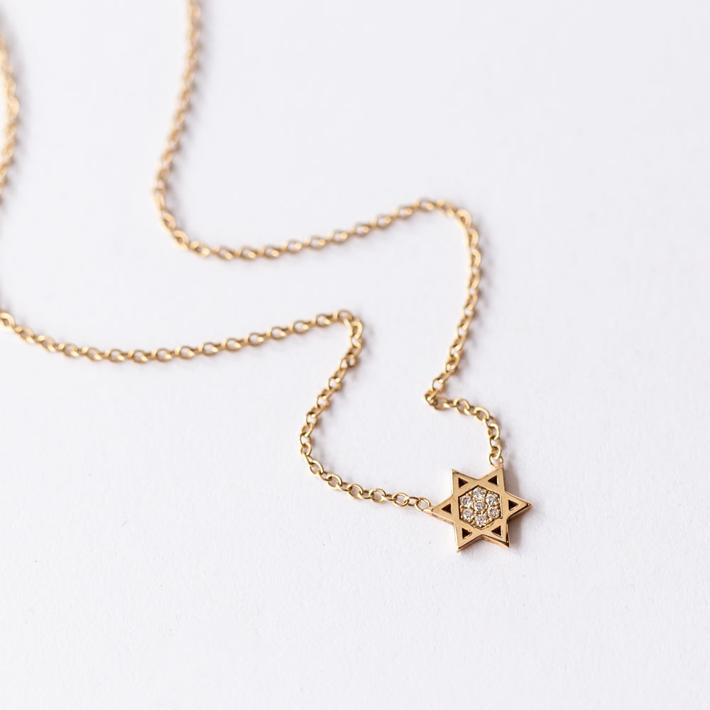 Zoe Chicco | Midi Bitty Pave Diamond Star of David Necklace