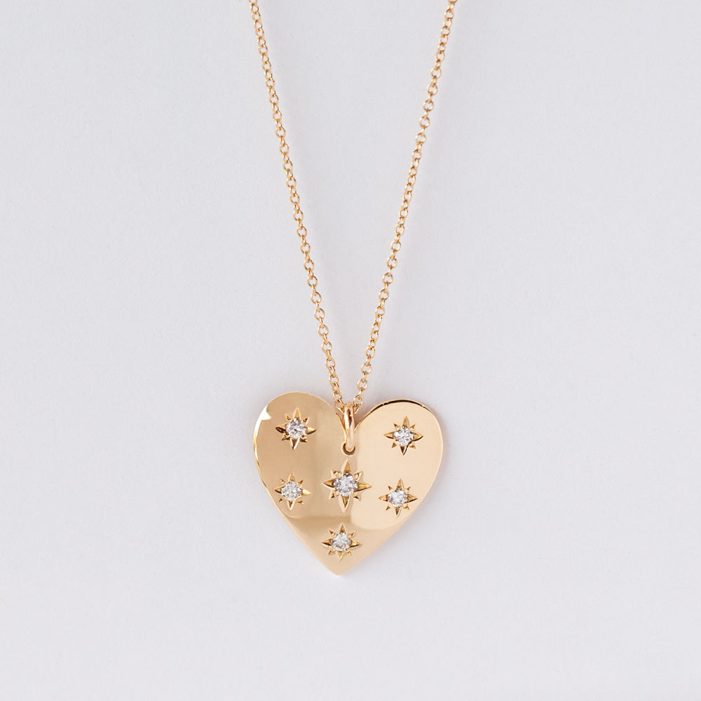 Zoe Chicco | Scattered Star-Set Diamond Aura Heart Necklace