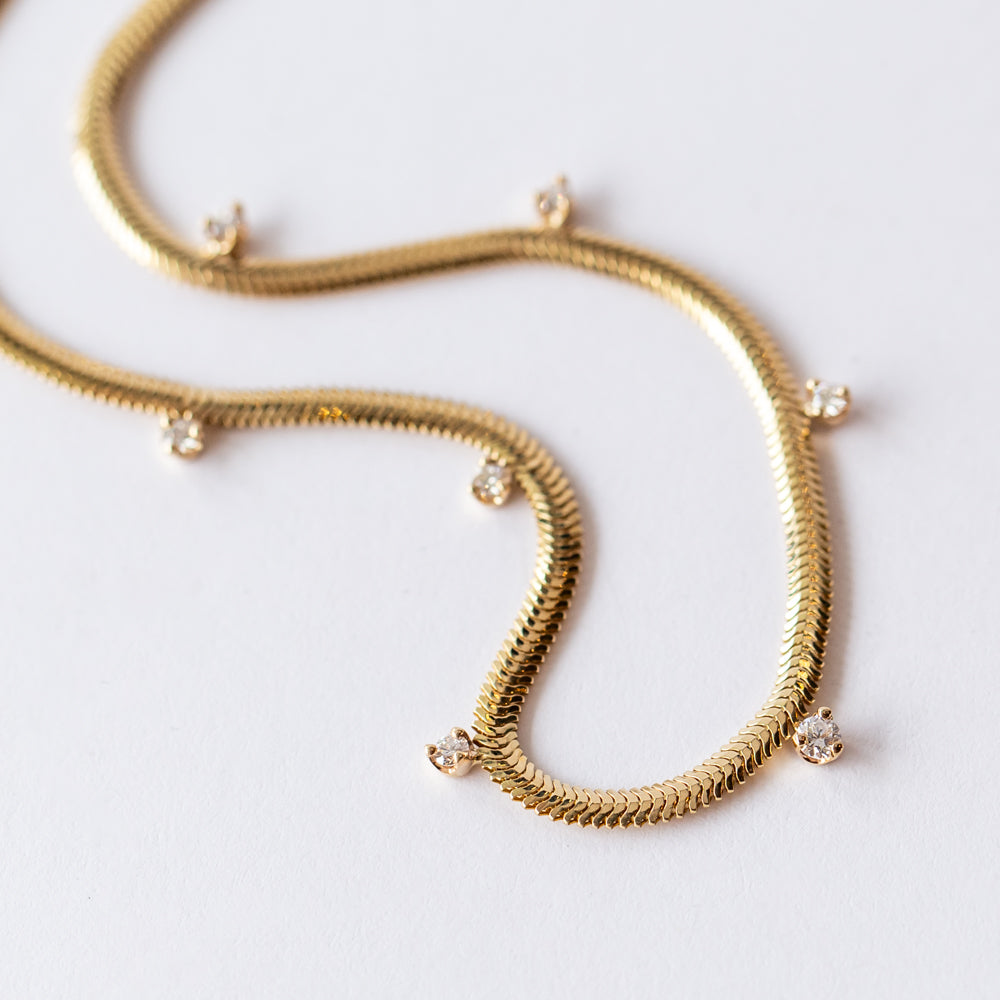 Zoe Chicco | Diamond Dotted Snake Chain Necklace