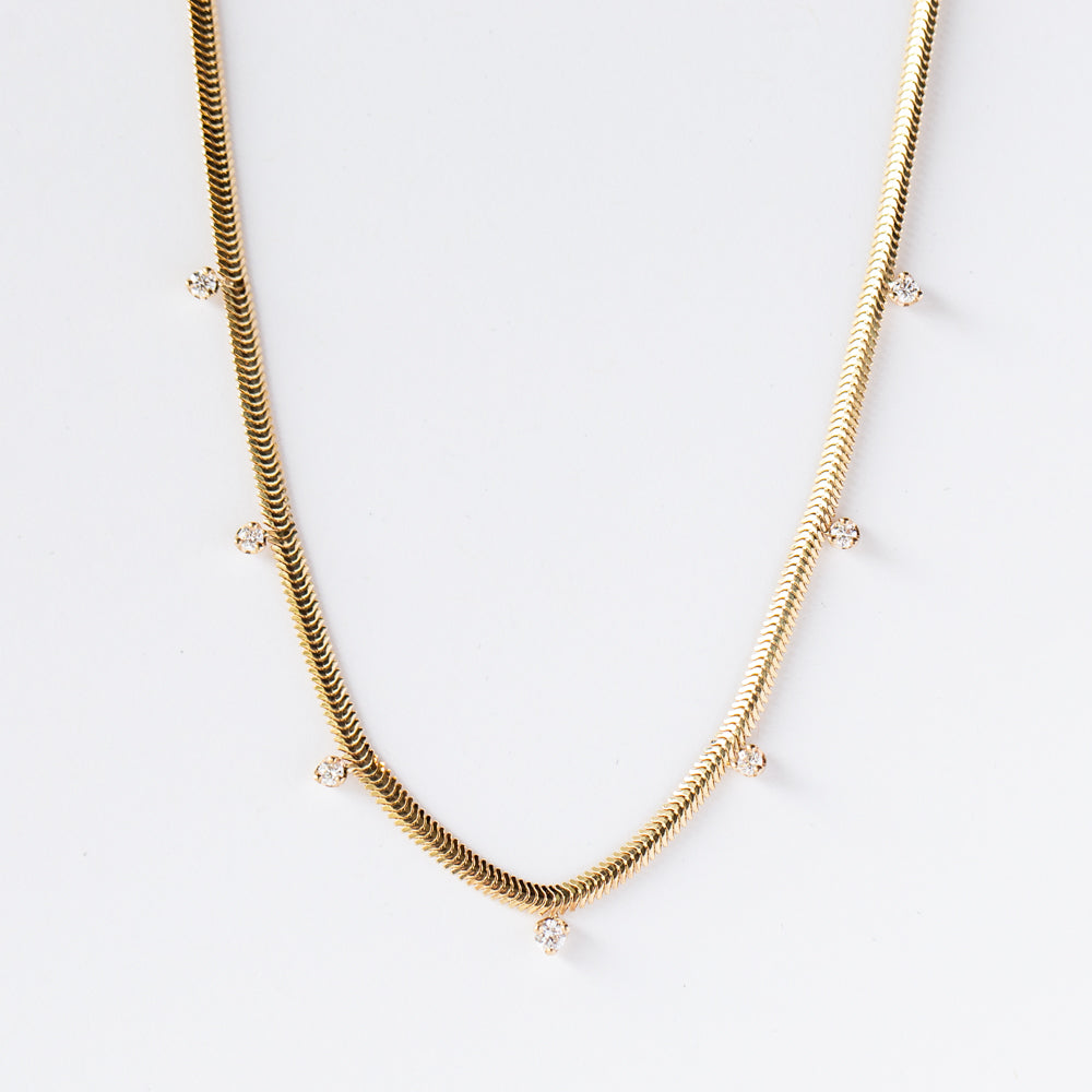 Zoe Chicco | Diamond Dotted Snake Chain Necklace