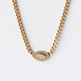 Zoe Chicco | Small Curb Chain Marquise Diamond Halo Necklace
