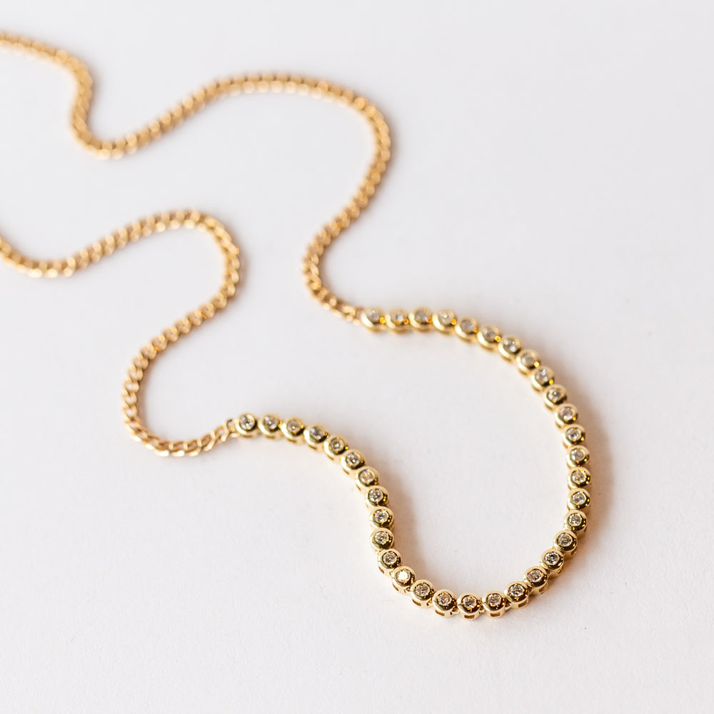 Zoe Chicco | Diamond Tennis Segment Curb Chain Necklace