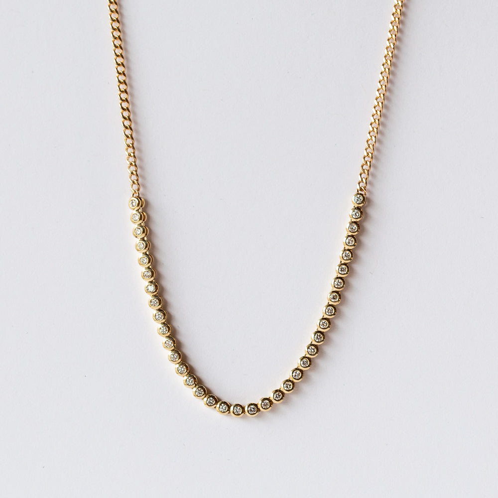 Zoe Chicco | Diamond Tennis Segment Curb Chain Necklace