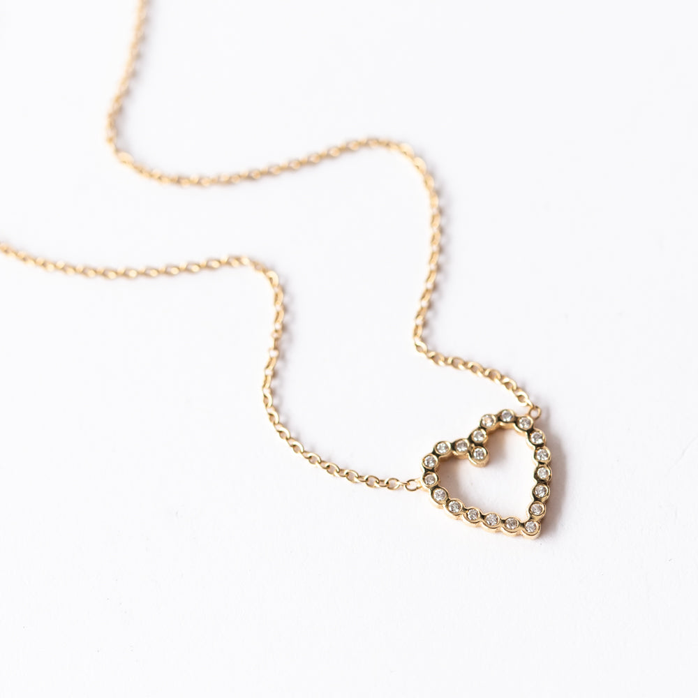 Zoe Chicco | Small Open Heart Diamond Necklace