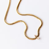 Zoe Chicco | Small Oval Snake Chain Necklace with Two Diamonds