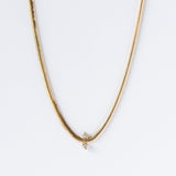 Zoe Chicco | Small Oval Snake Chain Necklace with Two Diamonds