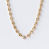 Zoe Chicco | Small Puffed Mariner Chain Necklace with Floating Diamond