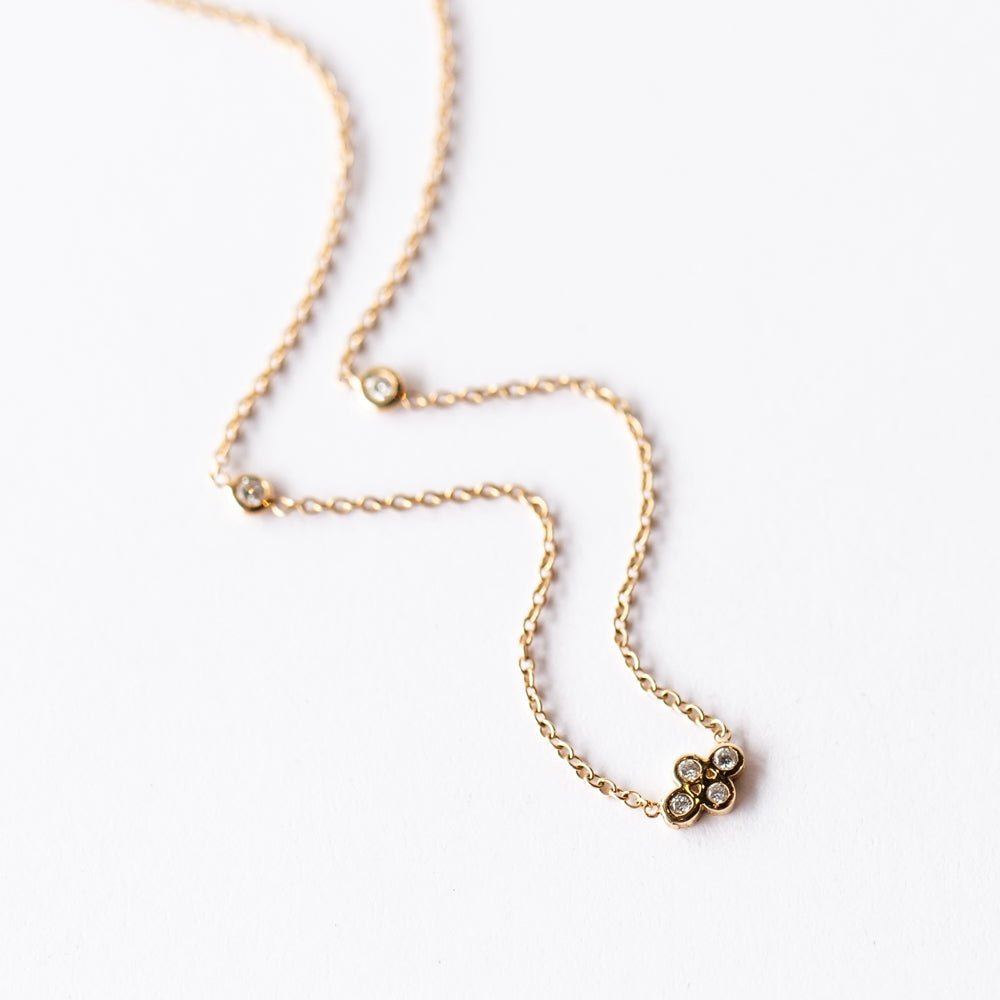 Zoe Chicco | Tiny Floating Diamond Quad Necklace