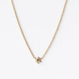 Zoe Chicco | Tiny Prong Set Diamond and Emerald Flower Necklace