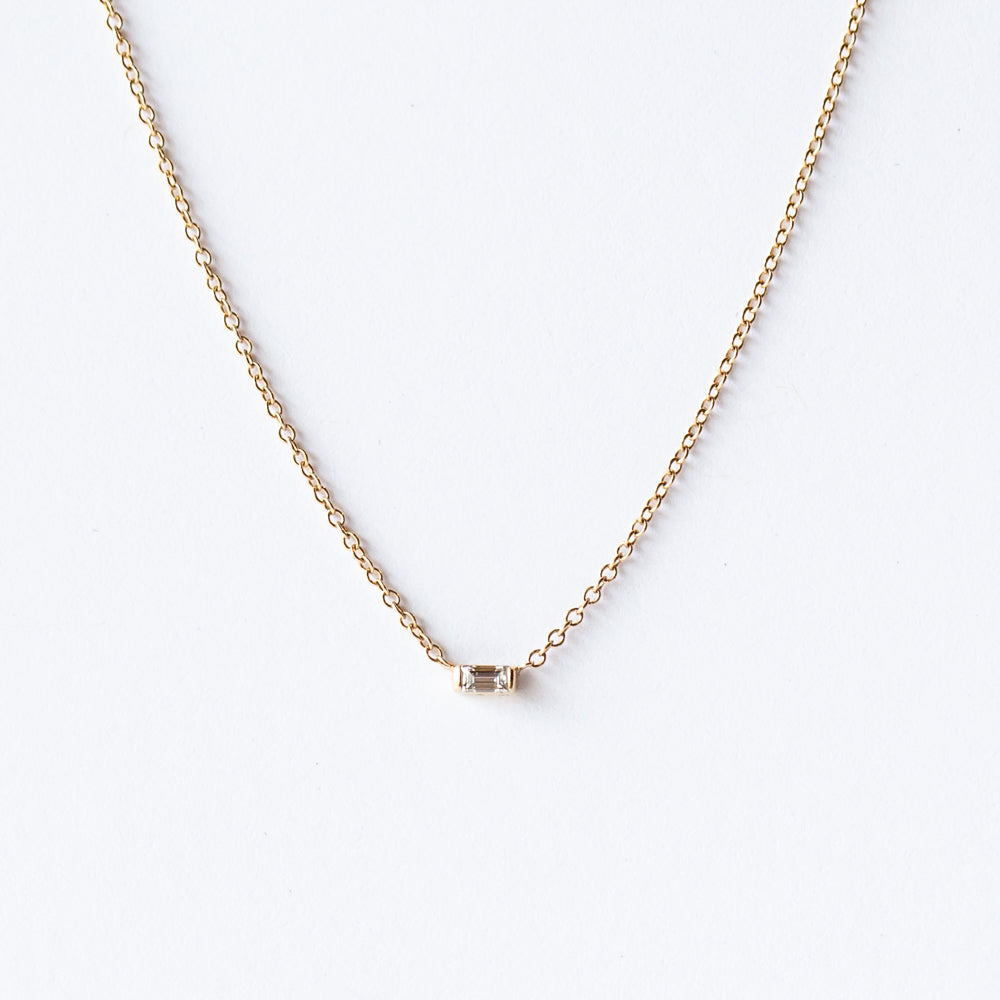 Zoe Chicco | Tiny White Baguette Diamond Necklace