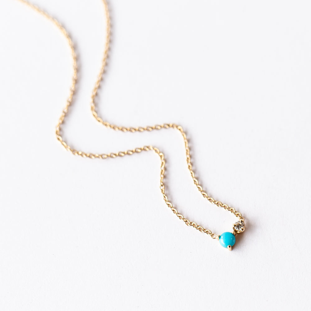 Zoe Chicco | Turquoise and Diamond Prong Set Necklace