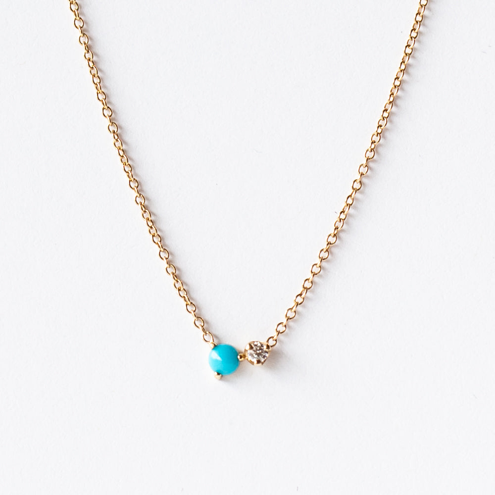 Zoe Chicco | Turquoise and Diamond Prong Set Necklace