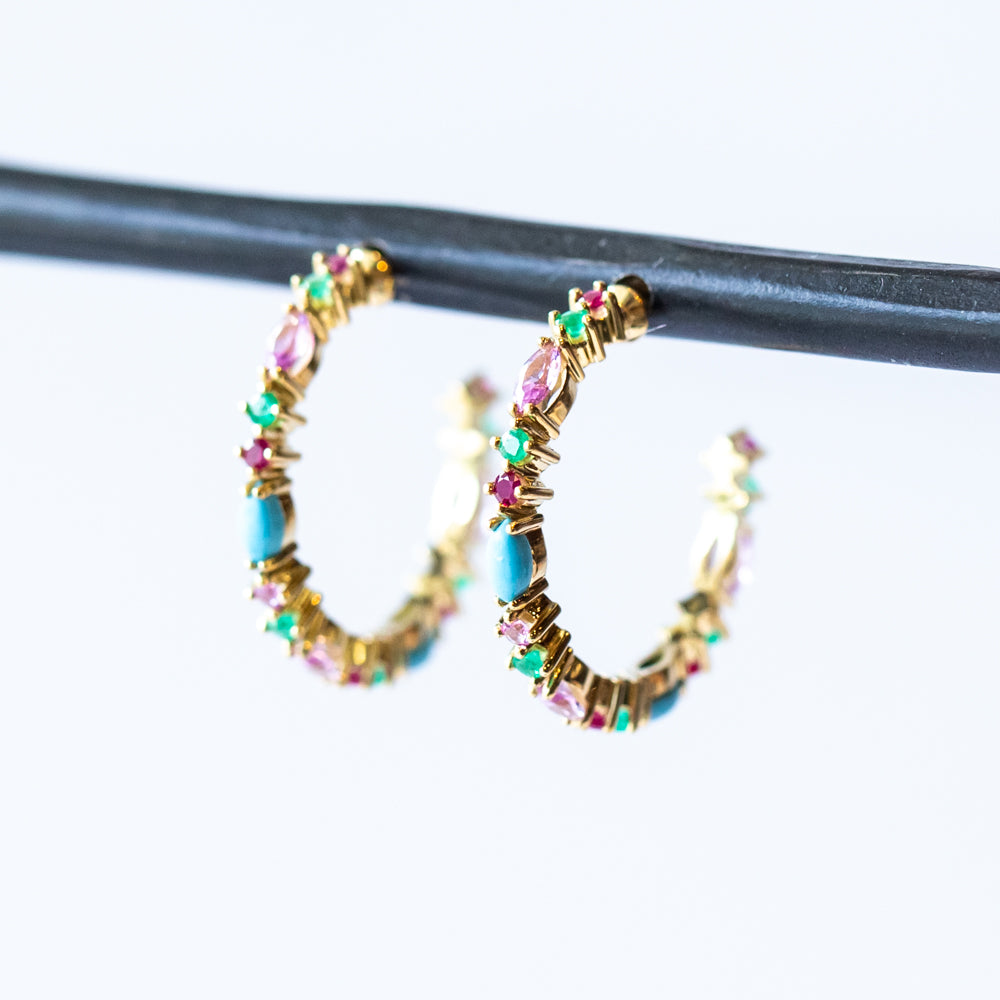 Sophie d'Agon | Gaia Hoop Earrings 2, Turquoise