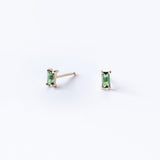 Wwake | Lagoon Green Tourmaline Baguette Stud Earrings