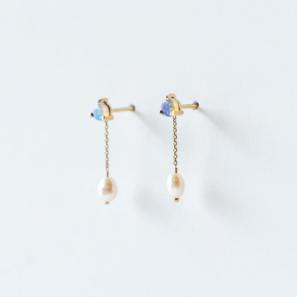 Wwake | Large Opal and Pearl Shower Earrings
