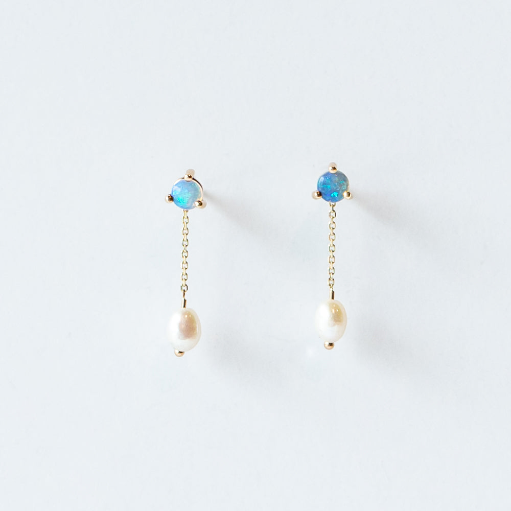 Wwake | Large Opal and Pearl Shower Earrings